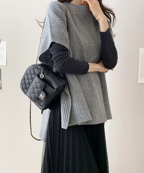 レイヤード風ニットベスト