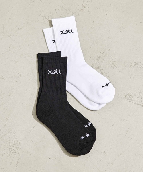 X-girl（エックスガール）の「※LOGO 2P MIDDLE SOCKS（ソックス/靴下・レディース・ホワイト・ONE SIZE）」の14枚目の写真