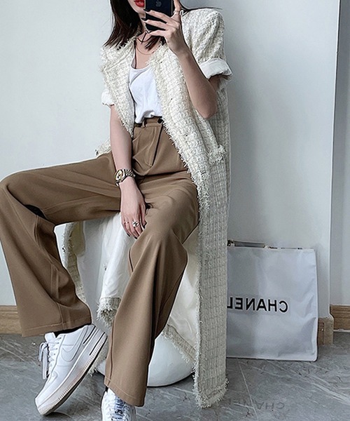 LAFFMO（ラフモ）の「タックインワイドストレートパンツ（スラックス・レディース・モカ/ブラック/グレー・MEDIUM/LARGE）」の12枚目の写真