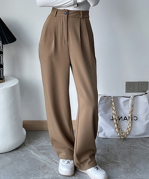 LAFFMO（ラフモ）の「タックインワイドストレートパンツ（スラックス・レディース・モカ/ブラック/グレー・MEDIUM/LARGE）」の8枚目の写真