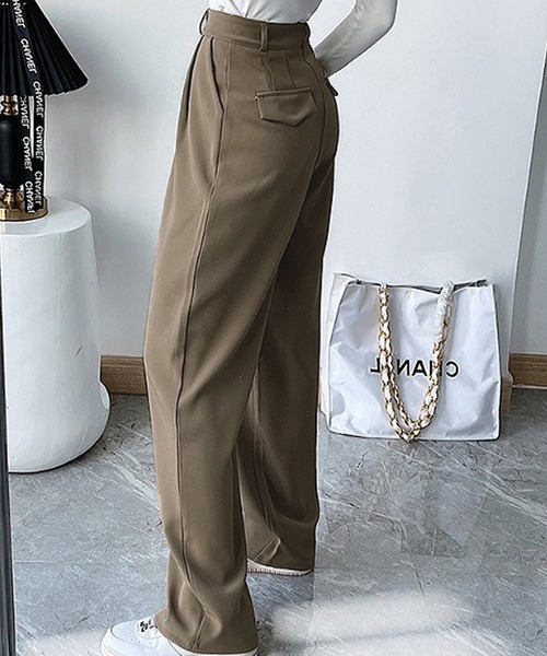 LAFFMO（ラフモ）の「タックインワイドストレートパンツ（スラックス・レディース・モカ/ブラック/グレー・MEDIUM/LARGE）」の21枚目の写真