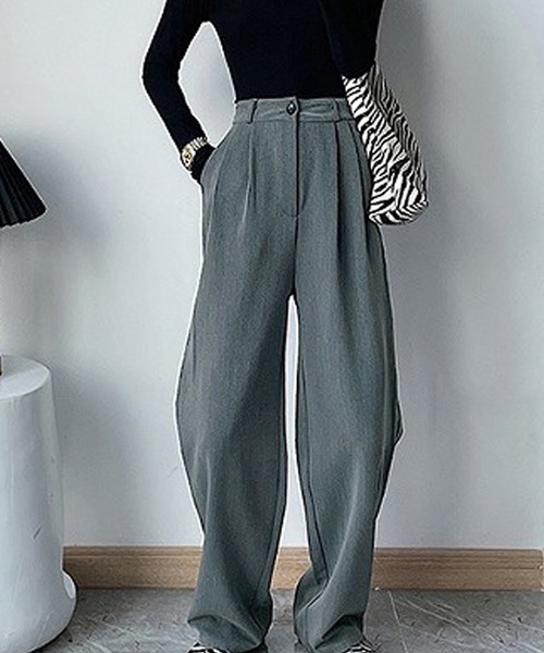 LAFFMO（ラフモ）の「タックインワイドストレートパンツ（スラックス・レディース・モカ/ブラック/グレー・MEDIUM/LARGE）」の20枚目の写真