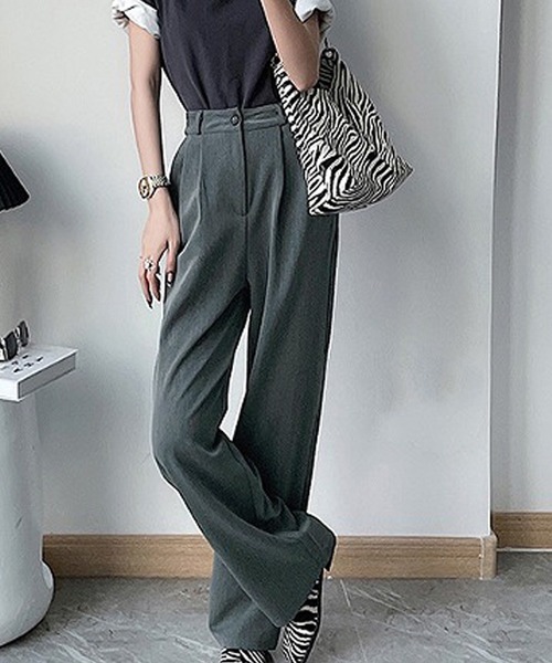 LAFFMO（ラフモ）の「タックインワイドストレートパンツ（スラックス・レディース・モカ/ブラック/グレー・MEDIUM/LARGE）」の19枚目の写真