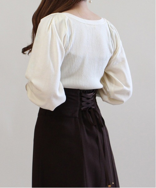 ASTORIA ODIER（アストリアオディール）の「Vネックボリュームスリーブカーディガン（カーディガン/ボレロ・レディース・ネイビー/ミント/ベージュ/ホワイト/ピンク/ブルー・MEDIUM）」の22枚目の写真