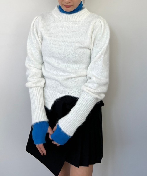 AMAIL(アマイル)の「Cut out fuwa knit(ニット/セーター・レディース・ホワイト/ブルー/ピンク・FREE)」の5枚目の写真