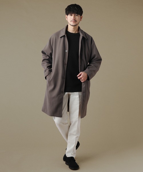 THE CASUAL(カジュアル)の「ルーズベーシックメルトンステンカラーコート(ステンカラーコート・メンズ・アイボリー/モカ/ネイビー/ブラック/ブラック系/ベージュ系/チャコール・M/L/LL/S)」の10枚目の写真