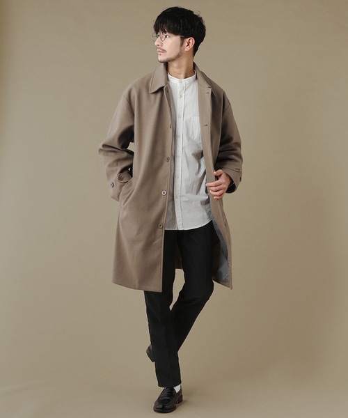 THE CASUAL(カジュアル)の「ルーズベーシックメルトンステンカラーコート(ステンカラーコート・メンズ・アイボリー/モカ/ネイビー/ブラック/ブラック系/ベージュ系/チャコール・M/L/LL/S)」の11枚目の写真