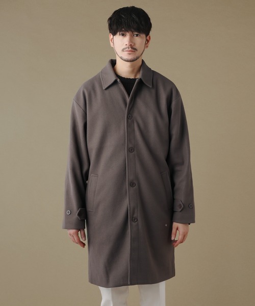 THE CASUAL(カジュアル)の「ルーズベーシックメルトンステンカラーコート(ステンカラーコート・メンズ・アイボリー/モカ/ネイビー/ブラック/ブラック系/ベージュ系/チャコール・M/L/LL/S)」の13枚目の写真