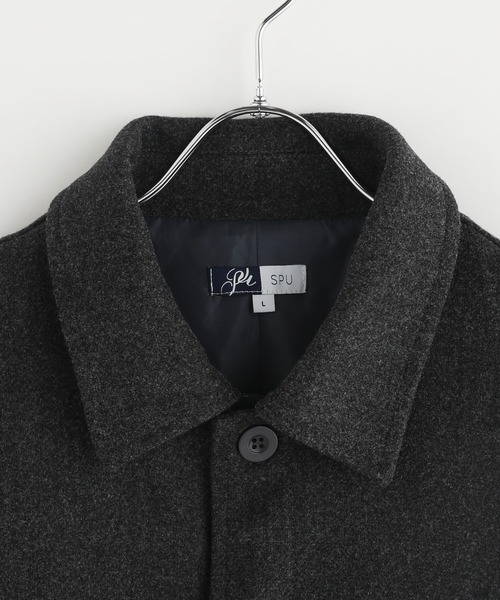 THE CASUAL(カジュアル)の「ルーズベーシックメルトンステンカラーコート(ステンカラーコート・メンズ・アイボリー/モカ/ネイビー/ブラック/ブラック系/ベージュ系/チャコール・M/L/LL/S)」の20枚目の写真