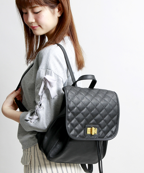 WEGO(ウィゴー)の「WEGO/キルティングリュック(バックパック/リュック・レディース・ホワイト/ブラック・FREE)」の2枚目の写真