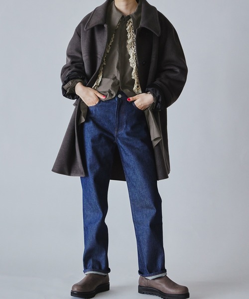 M TO R（ムウトアール）の「［BLOUSE］BIG COLLAR LONG SHIRT（シャツ/ブラウス・レディース・チャコールグレー/オフホワイト・FREE）」の9枚目の写真