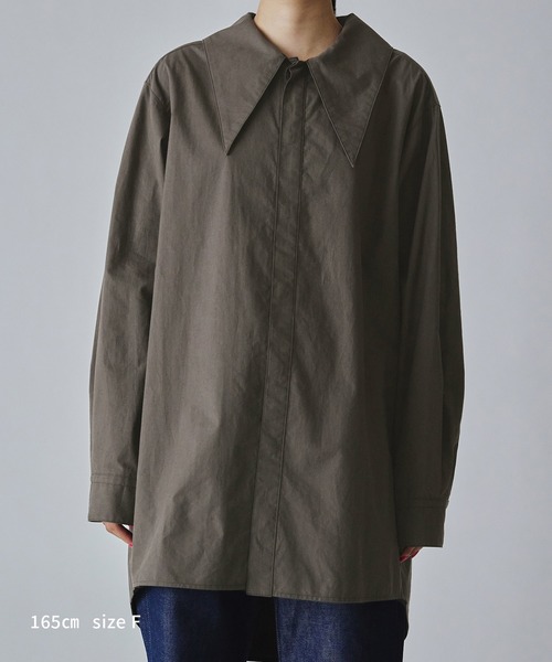 M TO R（ムウトアール）の「［BLOUSE］BIG COLLAR LONG SHIRT（シャツ/ブラウス・レディース・チャコールグレー/オフホワイト・FREE）」の15枚目の写真