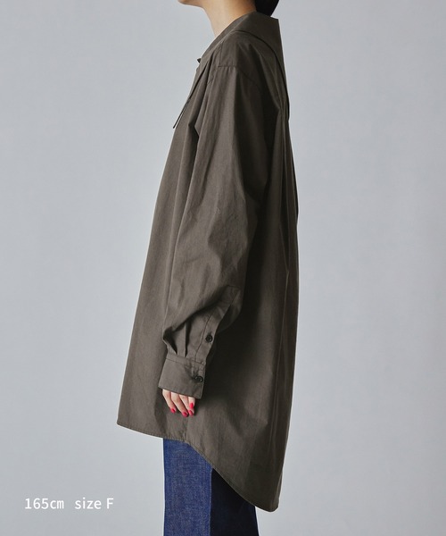 M TO R（ムウトアール）の「［BLOUSE］BIG COLLAR LONG SHIRT（シャツ/ブラウス・レディース・チャコールグレー/オフホワイト・FREE）」の7枚目の写真
