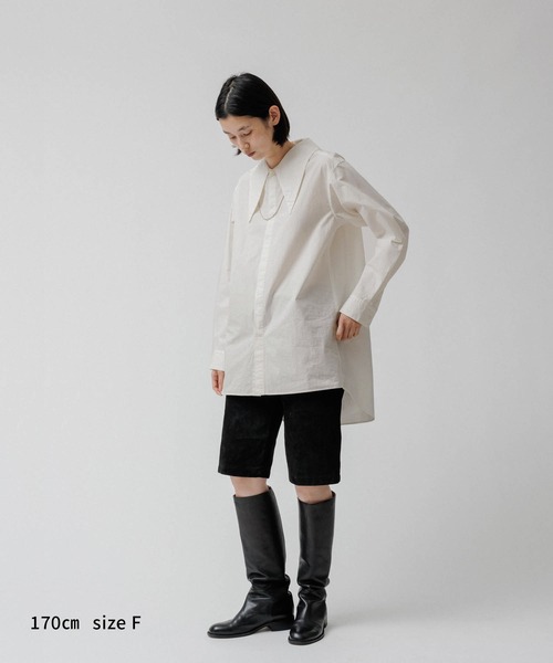 M TO R（ムウトアール）の「［BLOUSE］BIG COLLAR LONG SHIRT（シャツ/ブラウス・レディース・チャコールグレー/オフホワイト・FREE）」の19枚目の写真