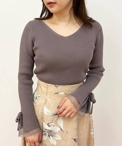 NOELA(ノエラ)の「レーススリーブニット(ニット/セーター・レディース・ブラウン/ブラック/ピンク・フリー)」の15枚目の写真