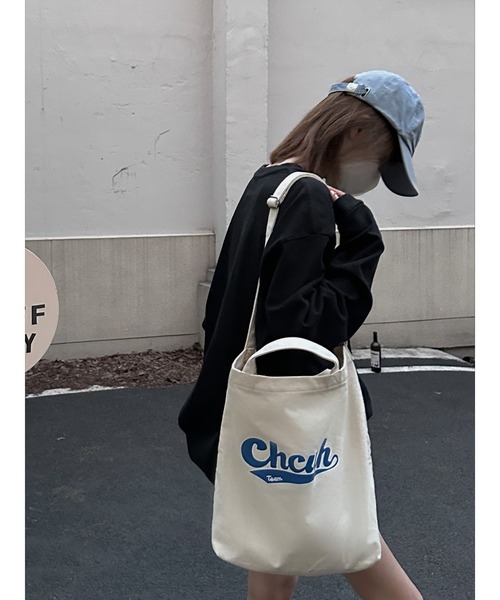 DEVICE(デバイス)の「Chcuh Team 2WAY レトロプリント キャンバス トートバッグ (ショルダー付)(トートバッグ・レディース・ナチュラル/ブラック・FREE)」の7枚目の写真
