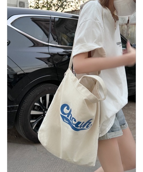 DEVICE(デバイス)の「Chcuh Team 2WAY レトロプリント キャンバス トートバッグ (ショルダー付)(トートバッグ・レディース・ナチュラル/ブラック・FREE)」の3枚目の写真