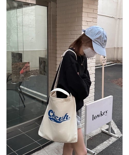 DEVICE(デバイス)の「Chcuh Team 2WAY レトロプリント キャンバス トートバッグ (ショルダー付)(トートバッグ・レディース・ナチュラル/ブラック・FREE)」の6枚目の写真