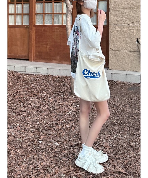 DEVICE(デバイス)の「Chcuh Team 2WAY レトロプリント キャンバス トートバッグ (ショルダー付)(トートバッグ・レディース・ナチュラル/ブラック・FREE)」の10枚目の写真
