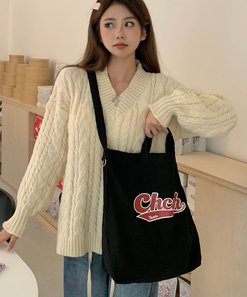 DEVICE(デバイス)の「Chcuh Team 2WAY レトロプリント キャンバス トートバッグ (ショルダー付)(トートバッグ・レディース・ナチュラル/ブラック・FREE)」の11枚目の写真