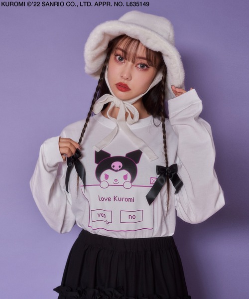 Candy Stripper(キャンディストリッパー)の「LOVE KUROMI L/S Tシャツ(Tシャツ/カットソー・レディース・オフホワイト/ブラック・2)」の2枚目の写真