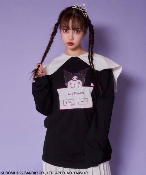 Candy Stripper(キャンディストリッパー)の「LOVE KUROMI L/S Tシャツ(Tシャツ/カットソー・レディース・オフホワイト/ブラック・2)」の1枚目の写真