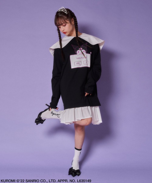 Candy Stripper(キャンディストリッパー)の「LOVE KUROMI L/S Tシャツ(Tシャツ/カットソー・レディース・オフホワイト/ブラック・2)」の9枚目の写真