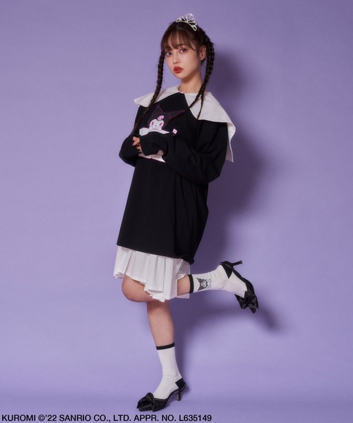 Candy Stripper(キャンディストリッパー)の「LOVE KUROMI L/S Tシャツ(Tシャツ/カットソー・レディース・オフホワイト/ブラック・2)」の10枚目の写真