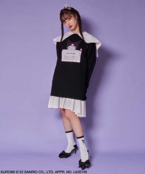 Candy Stripper(キャンディストリッパー)の「LOVE KUROMI L/S Tシャツ(Tシャツ/カットソー・レディース・オフホワイト/ブラック・2)」の11枚目の写真