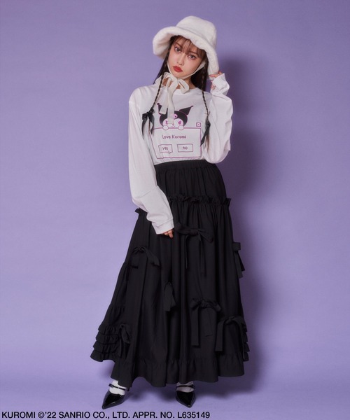 Candy Stripper(キャンディストリッパー)の「LOVE KUROMI L/S Tシャツ(Tシャツ/カットソー・レディース・オフホワイト/ブラック・2)」の8枚目の写真