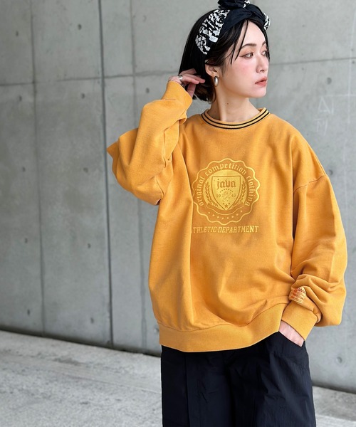 Java（ジャバ）の「《JaVa ジャバコラボ》古着風ストリートコーデに。ヴィンテージプリントスウェットプルオーバー（スウェット・メンズ・チャコール/テラコッタ/ブルー/イエロー・X-LARGE/LARGE/MEDIUM/SMALL）」の9枚目の写真
