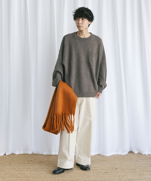 Couleur Meler（クルールメリー）の「Couleur Meler なかじ　デザイン編みルーズニット（ニット/セーター・メンズ・ベージュ系その他/グリーン系その他・MEDIUM/LARGE）」の3枚目の写真