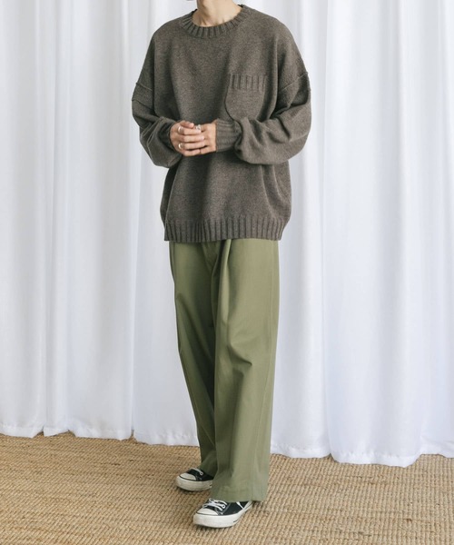 Couleur Meler（クルールメリー）の「Couleur Meler なかじ　デザイン編みルーズニット（ニット/セーター・メンズ・ベージュ系その他/グリーン系その他・MEDIUM/LARGE）」の5枚目の写真