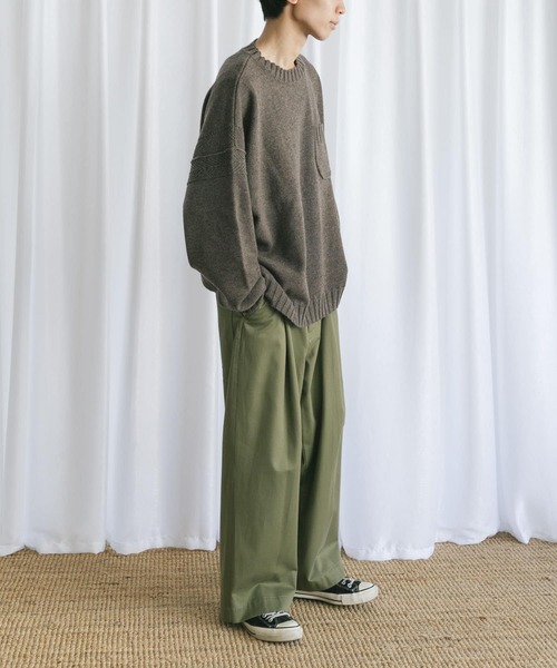 Couleur Meler（クルールメリー）の「Couleur Meler なかじ　デザイン編みルーズニット（ニット/セーター・メンズ・ベージュ系その他/グリーン系その他・MEDIUM/LARGE）」の7枚目の写真