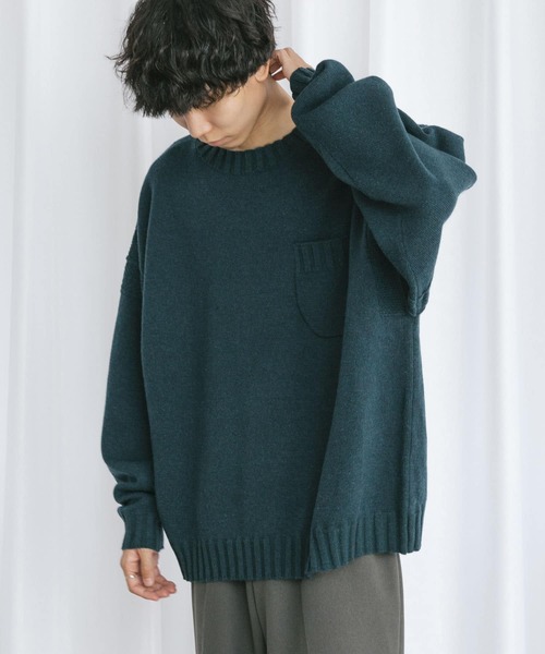 Couleur Meler（クルールメリー）の「Couleur Meler なかじ　デザイン編みルーズニット（ニット/セーター・メンズ・ベージュ系その他/グリーン系その他・MEDIUM/LARGE）」の8枚目の写真