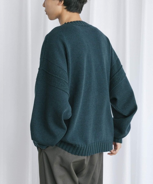 Couleur Meler（クルールメリー）の「Couleur Meler なかじ　デザイン編みルーズニット（ニット/セーター・メンズ・ベージュ系その他/グリーン系その他・MEDIUM/LARGE）」の9枚目の写真