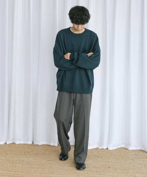 Couleur Meler（クルールメリー）の「Couleur Meler なかじ　デザイン編みルーズニット（ニット/セーター・メンズ・ベージュ系その他/グリーン系その他・MEDIUM/LARGE）」の12枚目の写真