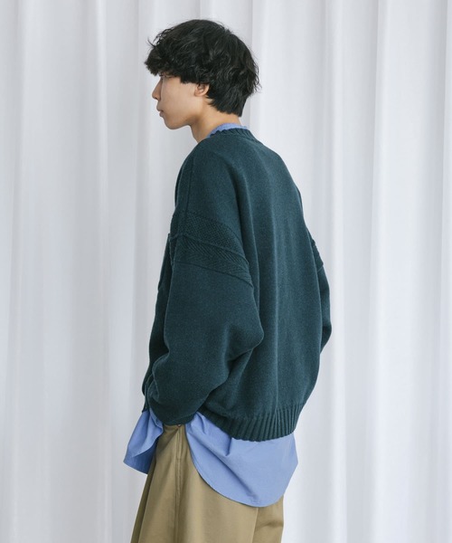 Couleur Meler（クルールメリー）の「Couleur Meler なかじ　デザイン編みルーズニット（ニット/セーター・メンズ・ベージュ系その他/グリーン系その他・MEDIUM/LARGE）」の15枚目の写真