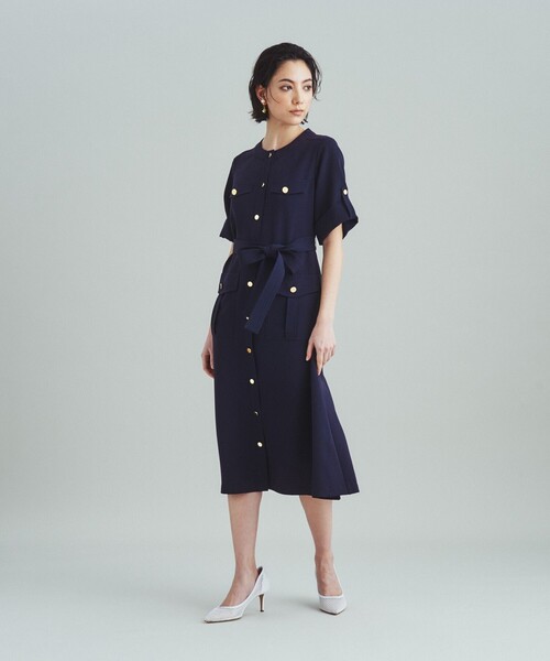 GRACE CONTINENTAL(グレースコンチネンタル)の「トリアセサファリワンピース(ワンピース・レディース・グリーン/ネイビー・36/38)」の2枚目の写真