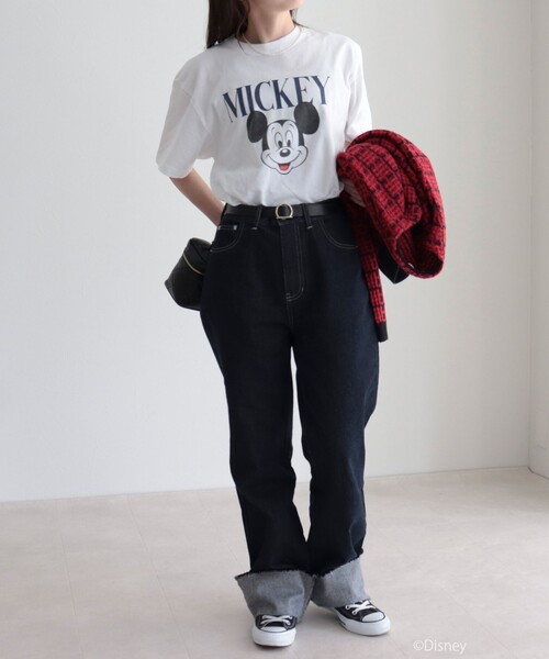 GOOD ROCK SPEED（グッドロックスピード）の「【GOOD ROCK SPEED/グッドロックスピード】MICKEY プリントT（Tシャツ/カットソー・レディース・ネイビー/オフホワイト・FREE）」の8枚目の写真