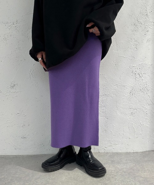 apres jour mignon(アプレジュールミニョン)の「ニットナロースカート【ZOZOTOWN限定アイテム】(スカート・レディース・パープル/マスタード/ブラック・SMALL/MEDIUM/X-LARGE)」の14枚目の写真