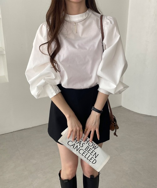 andme（アンドミー）の「【10色展開】2wayボリューム袖シャツブラウス（シャツ/ブラウス・レディース・ライトブルー/グレイッシュベージュ/オフホワイト/ネイビー×ホワイト/ブラック/ライトパープル/グリーン系その他/ネイビー/ラベンダー/ブラウン系その他/グレー系その他/ベージュ系その他・M）」の21枚目の写真