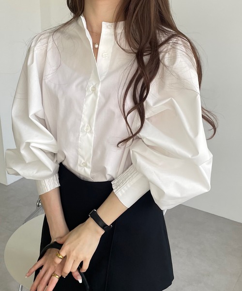 セール】【10色展開】前後2wayボリューム袖シャツブラウス（シャツ  