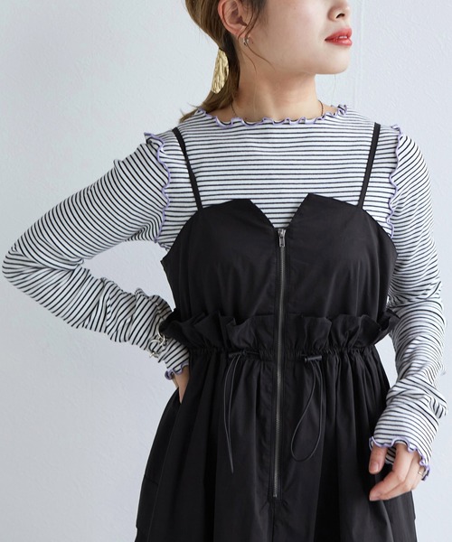 w closet（ダブルクローゼット）の「バックオープンメローボーダーTee（Tシャツ/カットソー・レディース・サックスブルー/ライトピンク/オフホワイト・FREE）」の5枚目の写真