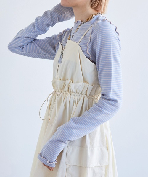 w closet（ダブルクローゼット）の「バックオープンメローボーダーTee（Tシャツ/カットソー・レディース・サックスブルー/ライトピンク/オフホワイト・FREE）」の15枚目の写真