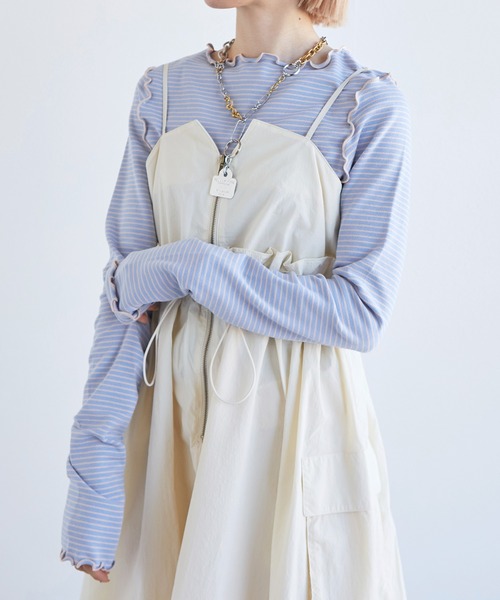 w closet（ダブルクローゼット）の「バックオープンメローボーダーTee（Tシャツ/カットソー・レディース・サックスブルー/ライトピンク/オフホワイト・FREE）」の16枚目の写真