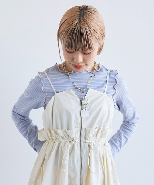 w closet（ダブルクローゼット）の「バックオープンメローボーダーTee（Tシャツ/カットソー・レディース・サックスブルー/ライトピンク/オフホワイト・FREE）」の18枚目の写真