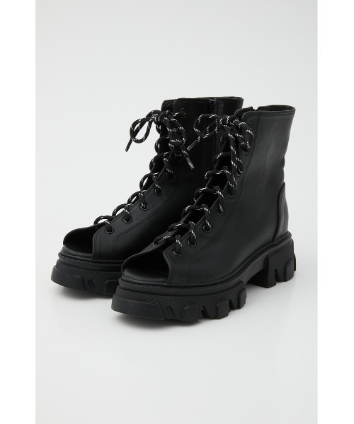 RODEO CROWNS WIDE BOWL(ロデオクラウンズワイドボウル)の「OPEN TOE LACE BOOTS(ブーツ・レディース・ブラック/ベージュ・MEDIUM/LARGE)」の1枚目の写真