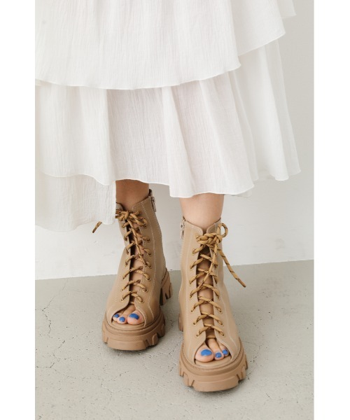 RODEO CROWNS WIDE BOWL(ロデオクラウンズワイドボウル)の「OPEN TOE LACE BOOTS(ブーツ・レディース・ブラック/ベージュ・MEDIUM/LARGE)」の10枚目の写真