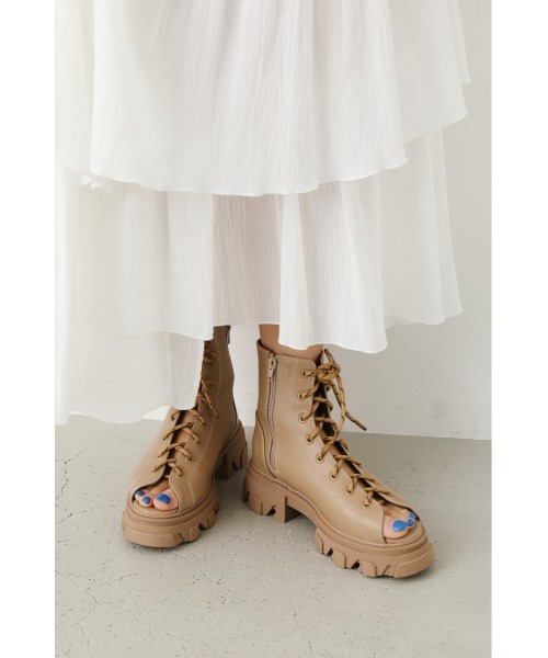 RODEO CROWNS WIDE BOWL(ロデオクラウンズワイドボウル)の「OPEN TOE LACE BOOTS(ブーツ・レディース・ブラック/ベージュ・MEDIUM/LARGE)」の16枚目の写真